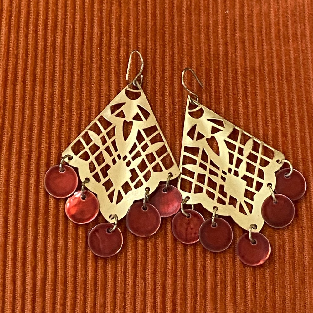 Gold Tone/Multi Dangle Earrings